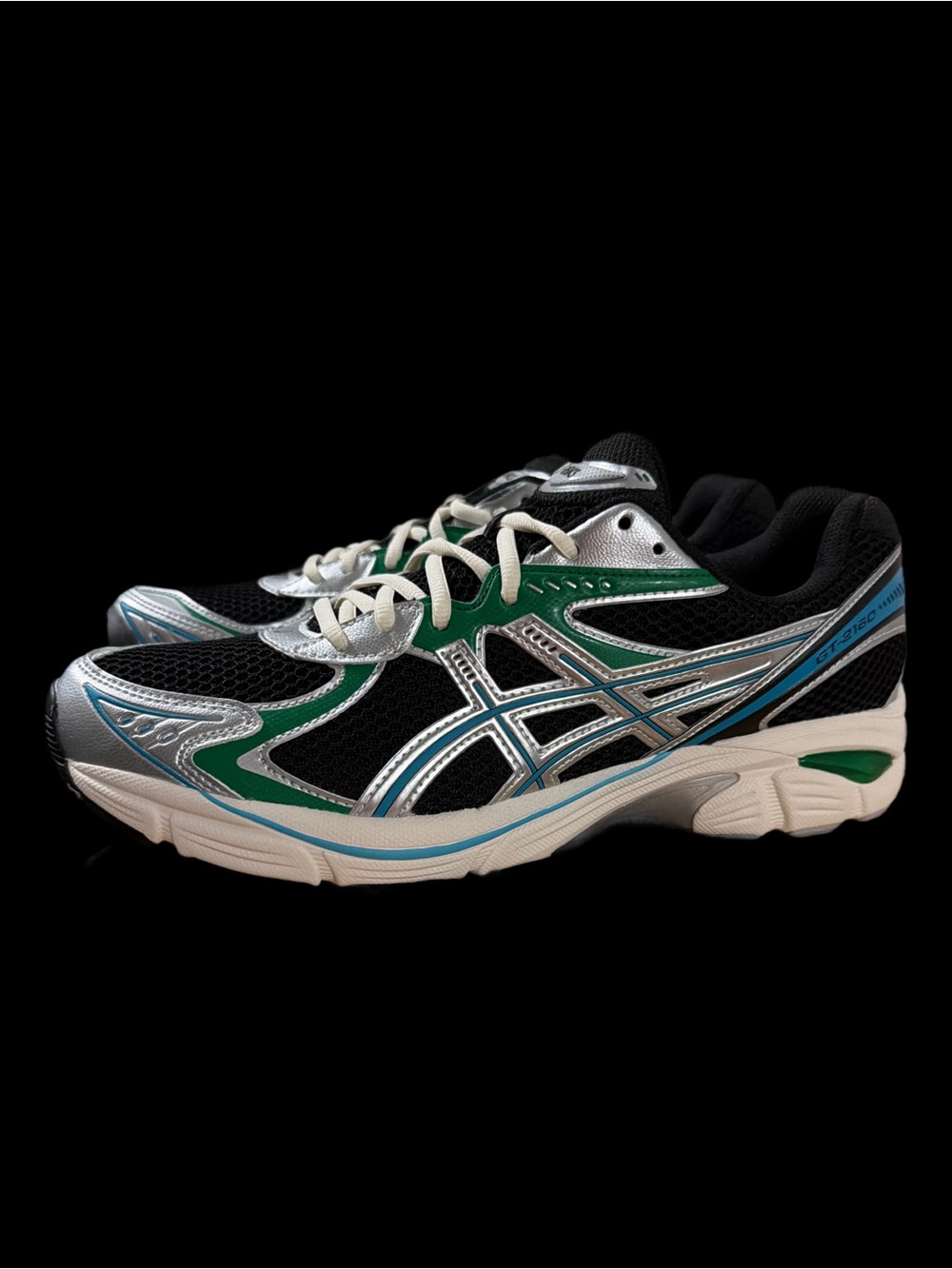ASICS GT-2160 Black Mesh Lifestyle Runners with Green & Blue Accents 10.5 NEW